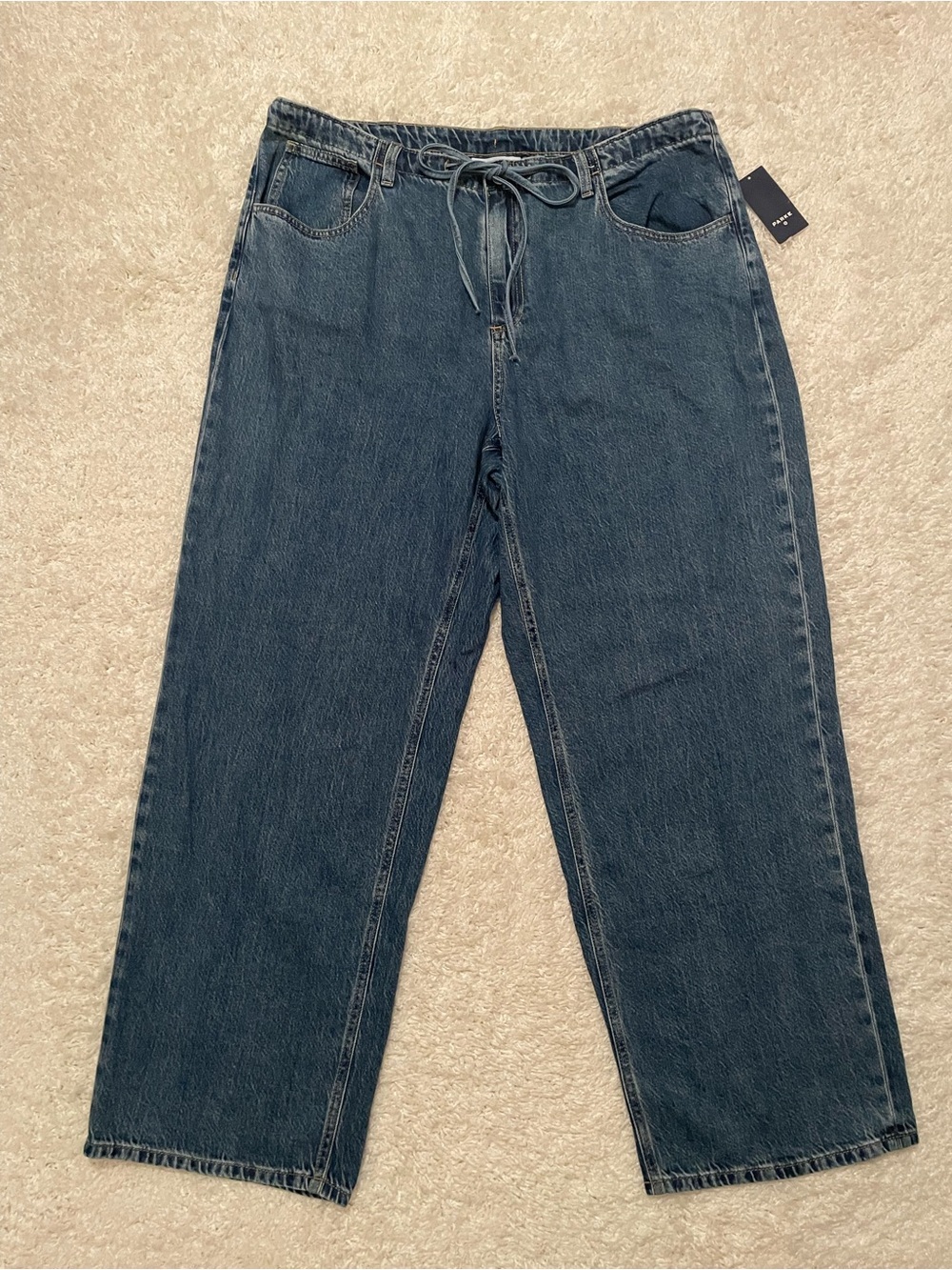 Parke x Target Women’s Mid Rise Drawstring Baggy Jeans Medium Wash size 17 NWT